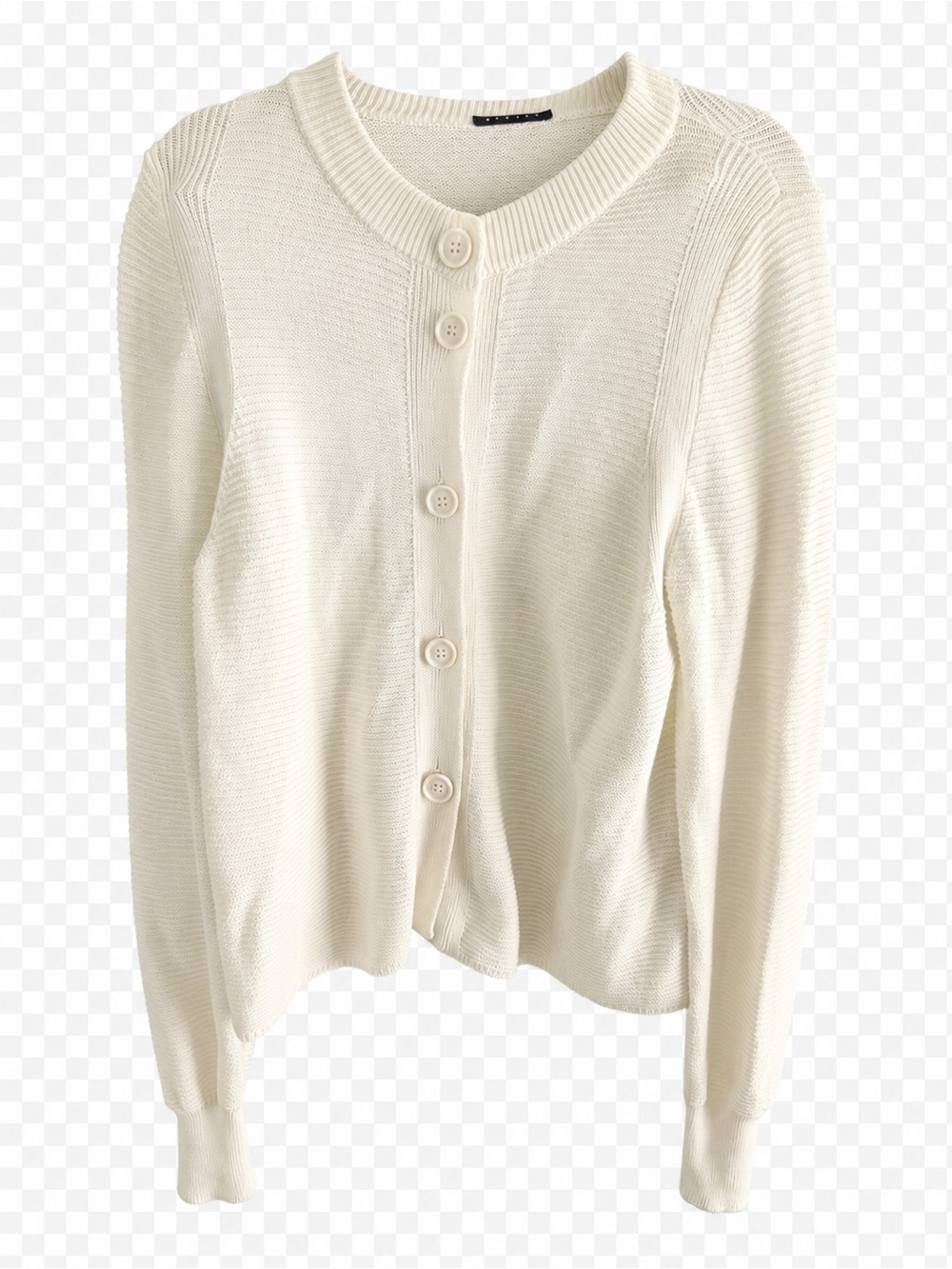 Sisley White 100% Cotton Ribbed Oversized Button Cardigan M